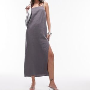 TOPSHOP CUPRO CAMI MIDI DRESS GRAY NWT SZ 12